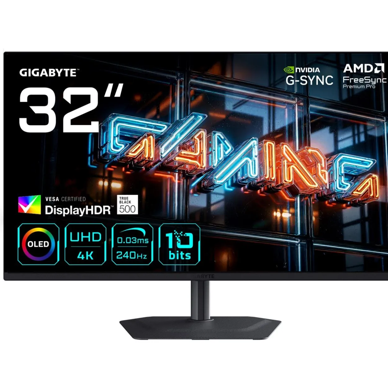 31.5" (80,01cm) Gigabyte MO32U24 schwarz 3840x2160 1xDisplayPort 1.4 / 1x USB-C mit Displayport / 2x HDMI 2.1