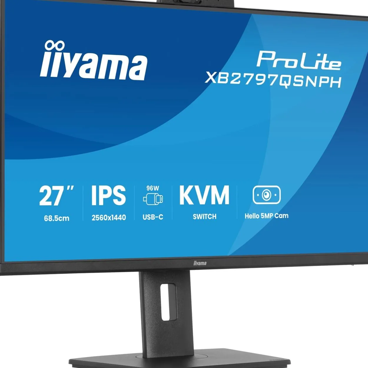 27" (68,58cm) iiyama ProLite XB2797QSNPH-B1 schwarz 2560x1440 1x DisplayPort 1.2 / 1xHDMI 1.4 / 1x USB-C mit Displayport