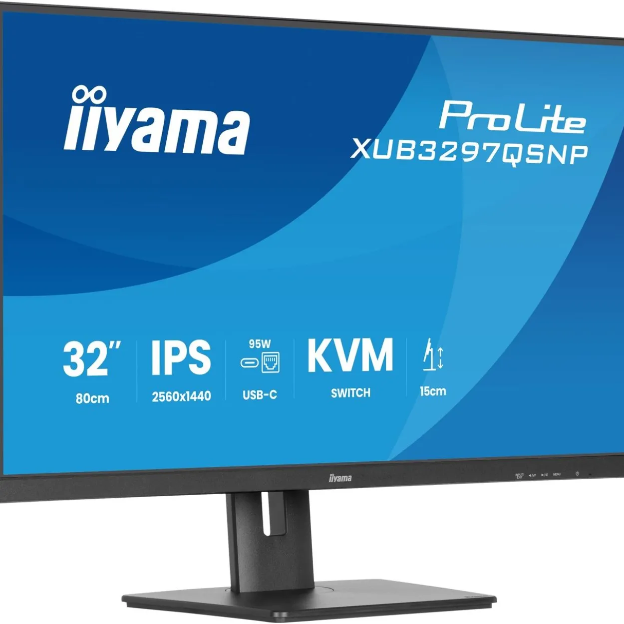 32" (81,28cm) iiyama ProLite XUB3297QSNP-B1 schwarz 2560x1440 1xDisplayPort 1.4 / 1xHDMI 2.0 / 1xUSB-C 3.0 mit DisplayPort 1.4