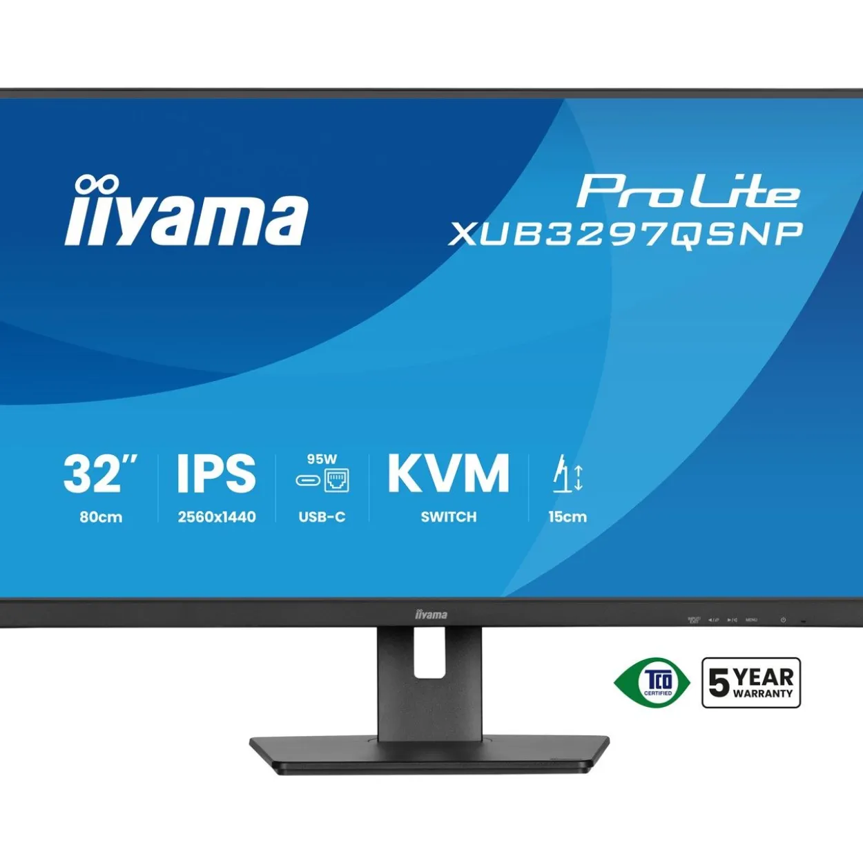 32" (81,28cm) iiyama ProLite XUB3297QSNP-B1 schwarz 2560x1440 1xDisplayPort 1.4 / 1xHDMI 2.0 / 1xUSB-C 3.0 mit DisplayPort 1.4