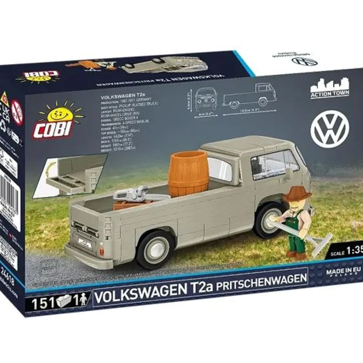 Cobi Volkswagen T2a Pritschenwagen (grau, Maßstab 1:35)