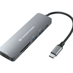 Conceptronic Adapter USB-C->HDMI,USB-C PD,1x3.0/2.0USB SD/TF