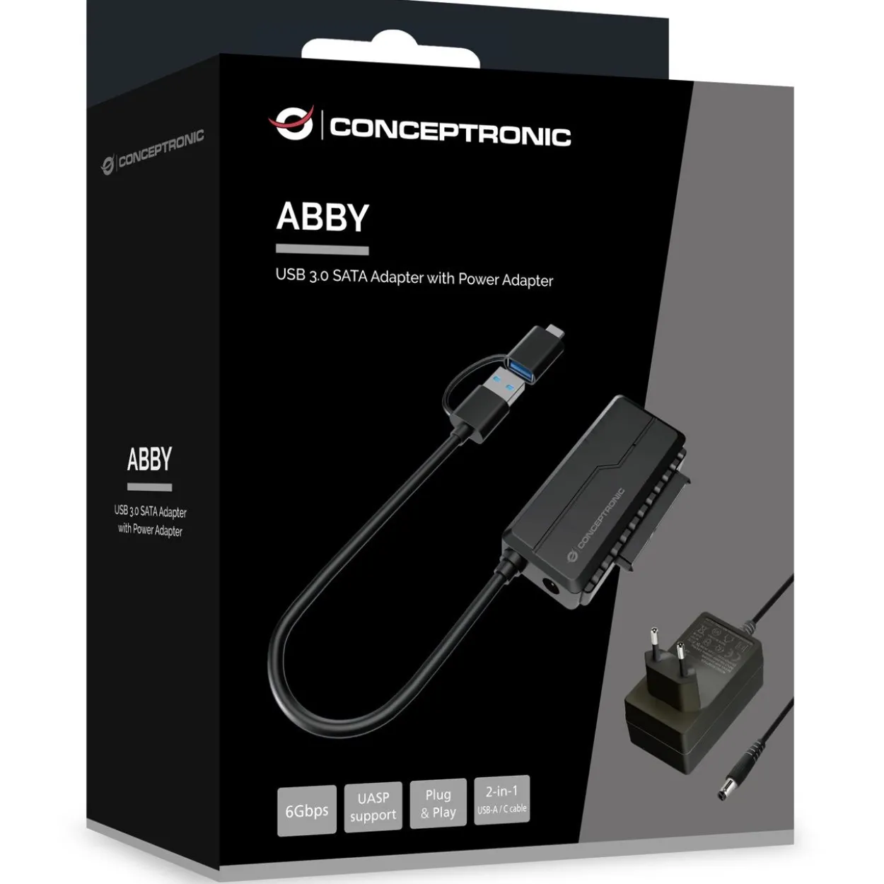 Conceptronic Adapter USB-C -> SATA Adapter 2.5/3.5" schwarz