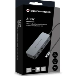 Conceptronic Adapter USB-C->2xGbE+2xUSB-A3.2 5Gbs 0.30m gr