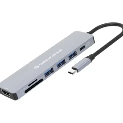 CONCEPTRONIC Dock USB-C->HDMI,USB3.0,100WPD 7-in-1 0.25m