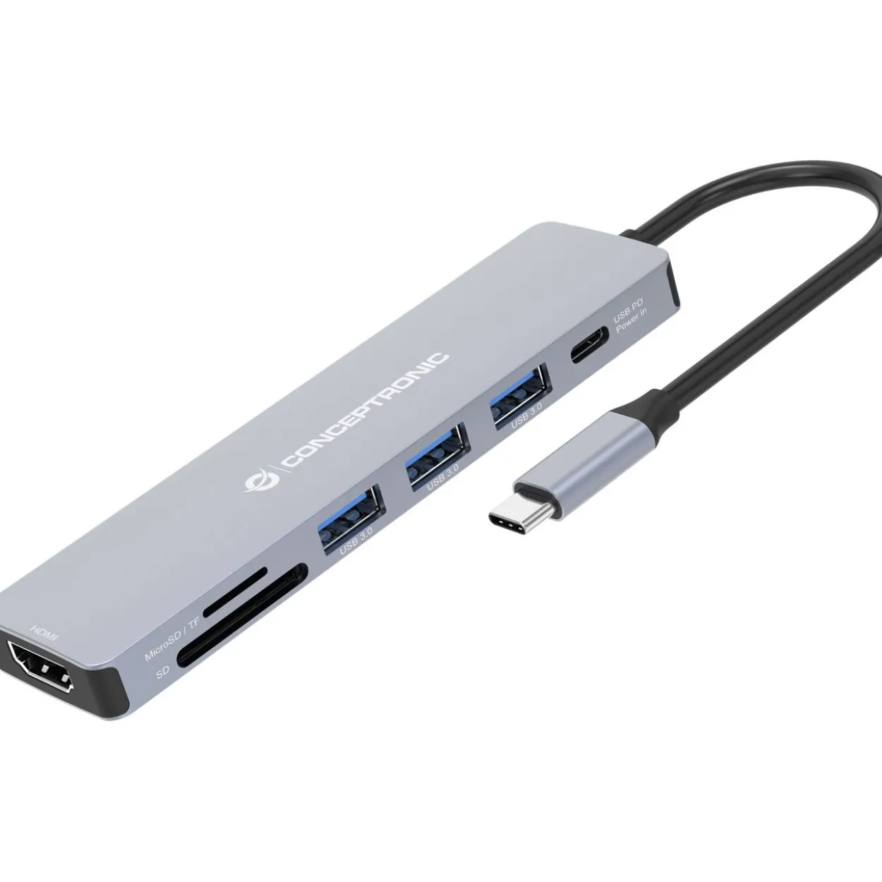 CONCEPTRONIC Dock USB-C->HDMI,USB3.0,100WPD 7-in-1 0.25m