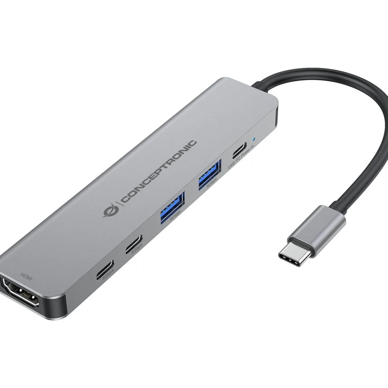 Conceptronic 6-1 Dock USB-C->HDMI,2xUSB-A,3xUSB-C,+ 25cm gr