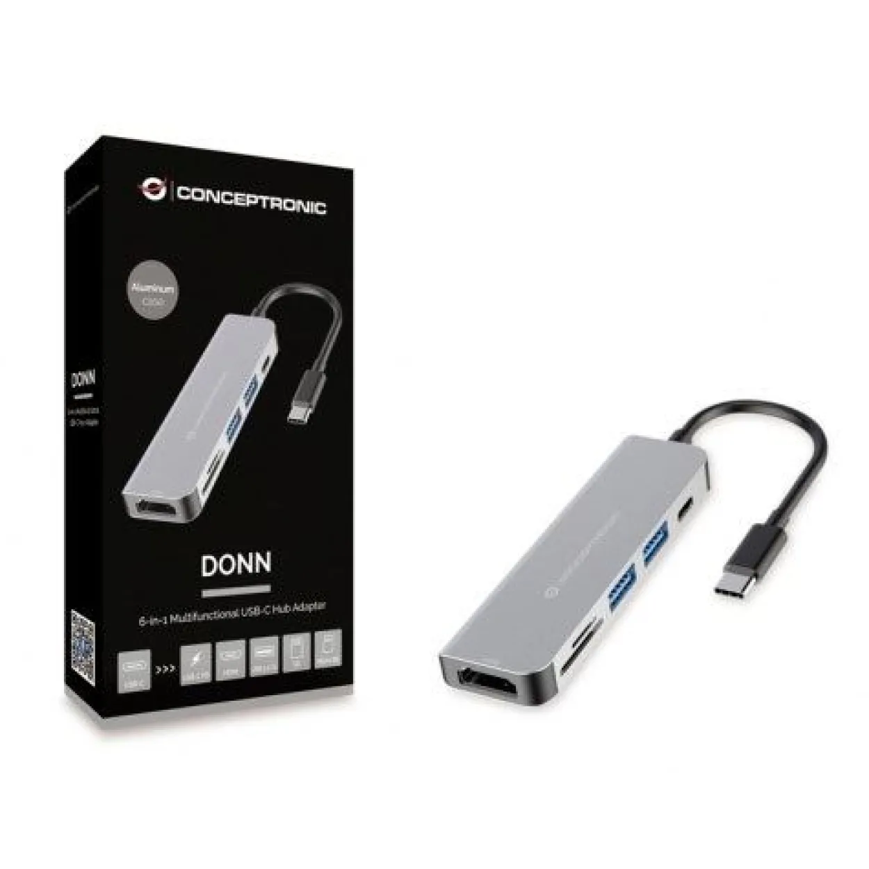 Conceptronic 6in1 USB3.1/C->2xUSB 3.0,HDMI,SD/TF Kartenleser