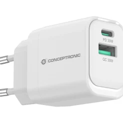 Conceptronic Ladegerät 2Port 33W,1xUSB-C,1xUSB-A weiß