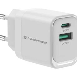 Conceptronic Ladegerät 2Port 33W,1xUSB-C,1xUSB-A weiß