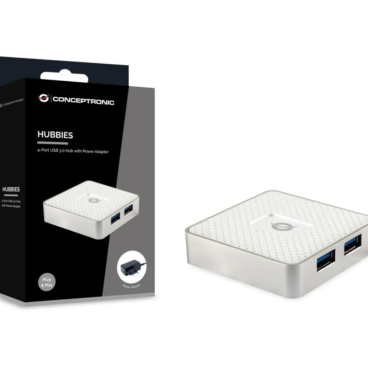 Conceptronic USB-Hub 4Port USB3.0 mit Power Adapter