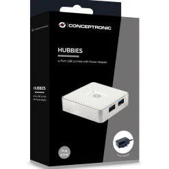 Conceptronic USB-Hub 4Port USB3.0 mit Power Adapter