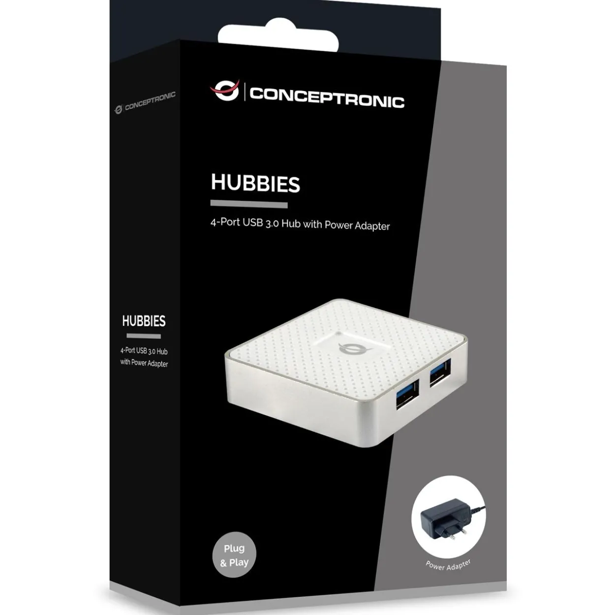 Conceptronic USB-Hub 4Port USB3.0 mit Power Adapter