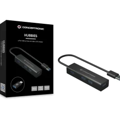 Conceptronic USB-Hub 4Port USB3.0-> USB-C OTG Adapter