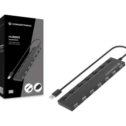 Conceptronic USB-Hub 7-Port 2.0 ->7x2.0 extra m.Netzteil sw