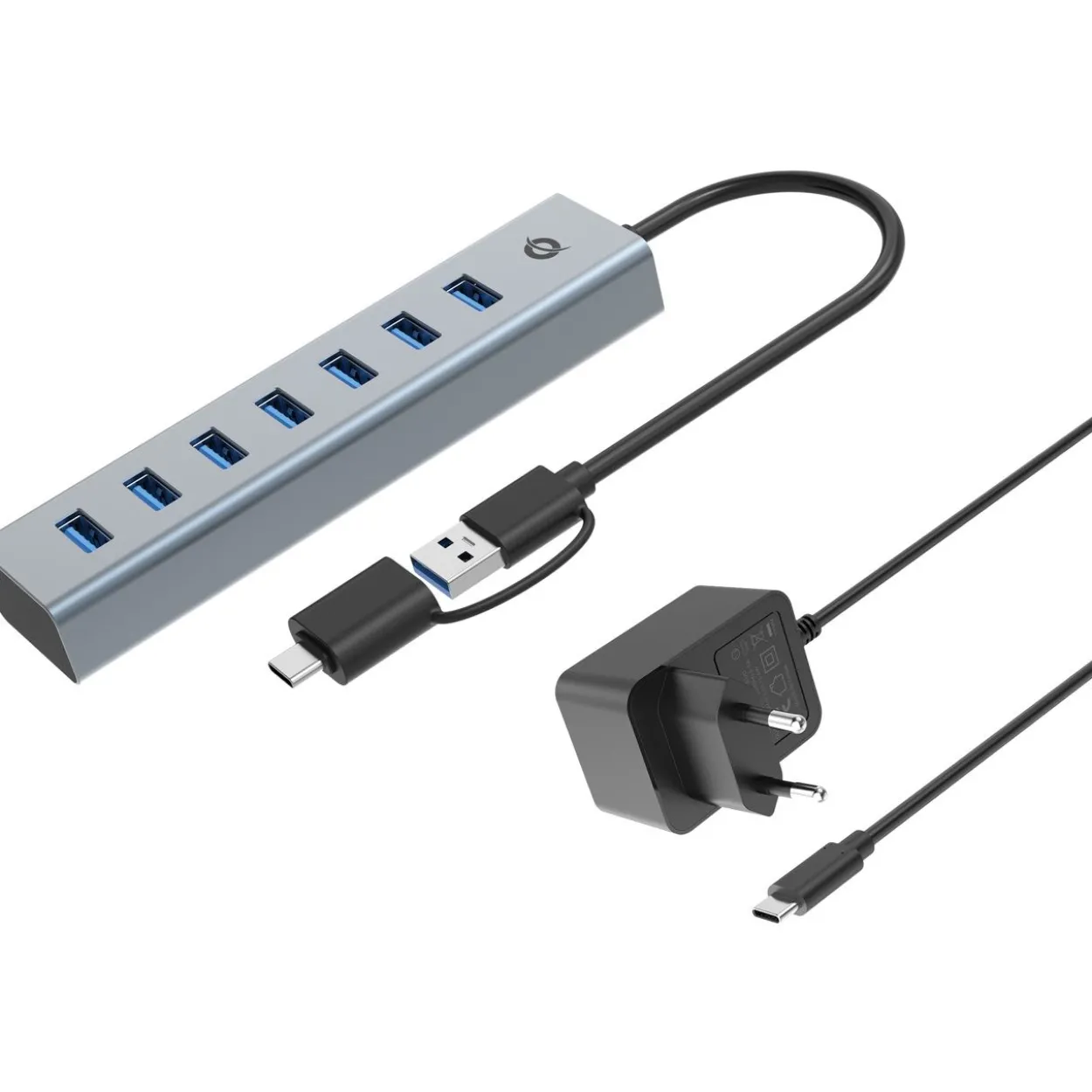 Conceptronic USB-Hub 7-Port 3.0 ->7x3.0 +TypC 5Gbps m.Nz gr