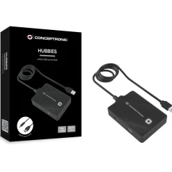 Conceptronic USB-Hub 4-Port 3.0 ->1x3.0 3x2.0 o.Netzteil sw