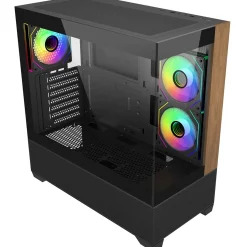 Cooler Master Elite 690 Wood (schwarz/holz, Tempered Glass x 2)