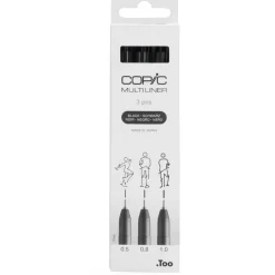 COPIC Multiliner Fineliner schwarz 0.5 + 0.8 + 1.0 mm, 3 St.