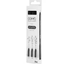 COPIC Multiliner Fineliner schwarz 0.5 + 0.8 + 1.0 mm, 3 St.