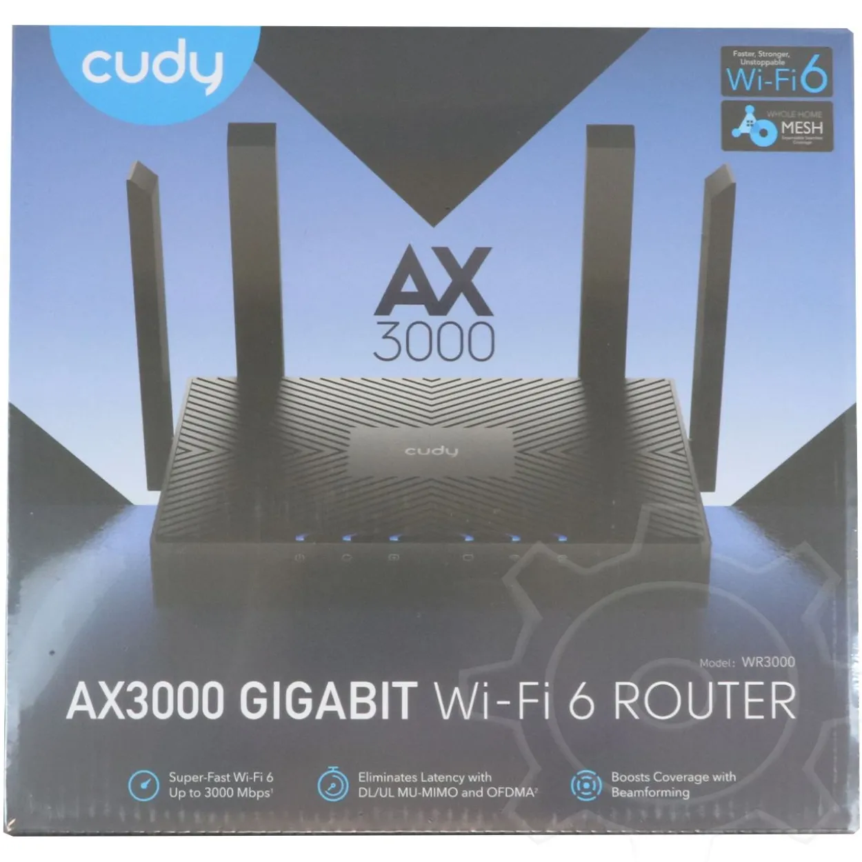 Cudy WR3000 WLAN-Router Gigabit Ethernet Dual-Band (2,4 GHz/5 GHz) Schwarz
