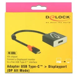 Delock Adapterkabel USB Type-CÖ Stecker > Displayport Buchse schwarz DP-Alt Mode