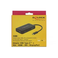 Delock Adapter USB Type-C Stecker > VGA / HDMI /DVI/ DisplayPort Buchse schwarz