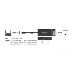 Delock Adapter USB Type-C Stecker > VGA / HDMI / DVI Buchse schwarz