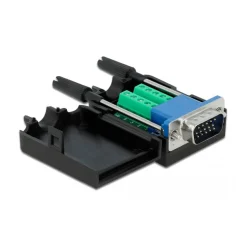 Delock Adapter VGA 15 Pin Stecker zu Terminalblock 10 Pin mit Gehäuse