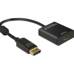 Delock Displayport 1.2 Adapter aktiv Displayport Stecker auf HDMI-Buchse Schwarz 3D-Formate / 4K / Ferritkern / vergoldet