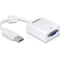 Delock Displayport 1.2 Adapter Displayport Stecker auf VGA 15pol Buchse Weiß Ferritkern