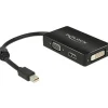 Delock Displayport 1.1 Adapter DP++ Mini Displayport Stecker auf VGA 15pol Buchse + HDMI A-Buchse + DVI-D 24+1 Buchse Schwarz Ferritkern