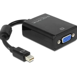 Delock Displayport 1.2 Adapter Mini Displayport Stecker auf VGA 15pol Buchse Schwarz Ferritkern