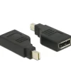 Delock Displayport Adapter Mini Displayport Stecker auf DisplayPort Buchse Schwarz 3D-Formate / 4K / 90° gedreht / vergoldet