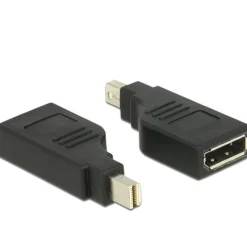Delock Displayport Adapter Mini Displayport Stecker auf DisplayPort Buchse Schwarz 3D-Formate / 4K / 90° gedreht / vergoldet