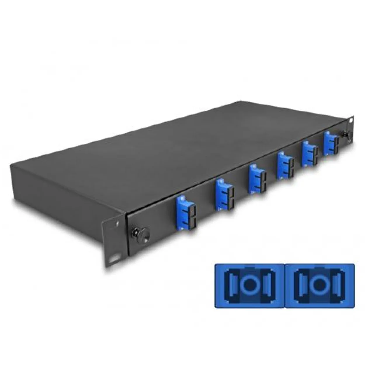 Delock 19" LWL Spleißbox 6x SC Duplex OS2 1HE spleißfertig komplett bestückt