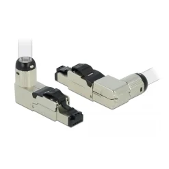 Delock RJ45 Stecker feldkonfektionierbar Cat.6A Metall gewinkelt