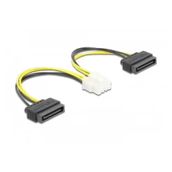 Delock Stromkabel 2 x SATA 15 Pin Stecker zu 8 Pin EPS Stecker 15 cm