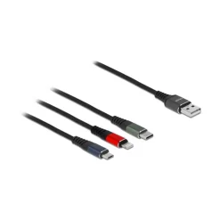 Delock USB Ladekabel 3 in 1 für Lightning/MicroUSB /Type-C 30 cm 3-farbig