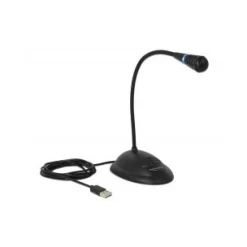 Delock USB Schwanenhals Mikrofon m. Standfuß u. Mute + On / Off