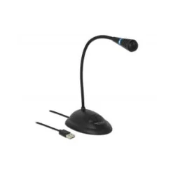 Delock USB Schwanenhals Mikrofon m. Standfuß u. Mute + On / Off