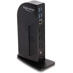 Delock USB Type-C Triple Display Dockingstation mit DisplayLink® 4K / USB Hub / LAN / SD / Audio / PD 96 W