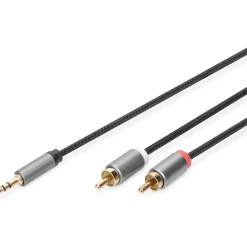 Digitus Audio Adapterkabel 3,5mm Klinke Stecker auf Cinch Stecker Schwarz vergoldete Kontakte