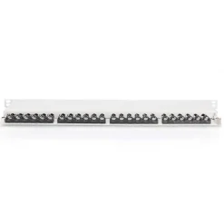 Digitus CAT 6A Klasse EA Patch Panel geschirmt 0.5HE 24-Port RJ45 inkl. Staubschutzklappe 8P8C Farbe Grau RAL 7035