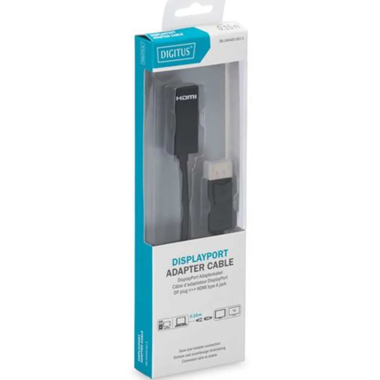 Digitus DisplayPort Adapterkab. DP-HDMITypA 0,15m 1,1a St/BU