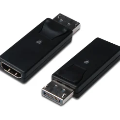 Digitus Displayport Adapter DP++ Displayport Stecker auf HDMI-Buchse Schwarz mit Arretierung / vernickelt