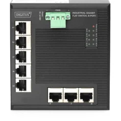 DIGITUS DN-651127 Industrial 8-Port Gigabit Flat Switch DIN rail erweiterter Temperaturbereich