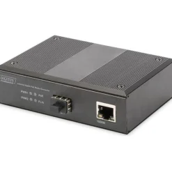 DIGITUS Industrial Gigabit Ethernet PoE+ Media Converter SFP Open Slot without SFP Module PSE 802.3at