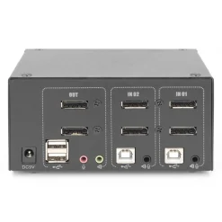 Digitus KVM Switch, 2-Port, 4K60Hz, 4xDP in,2xUSB-B,2xAudio
