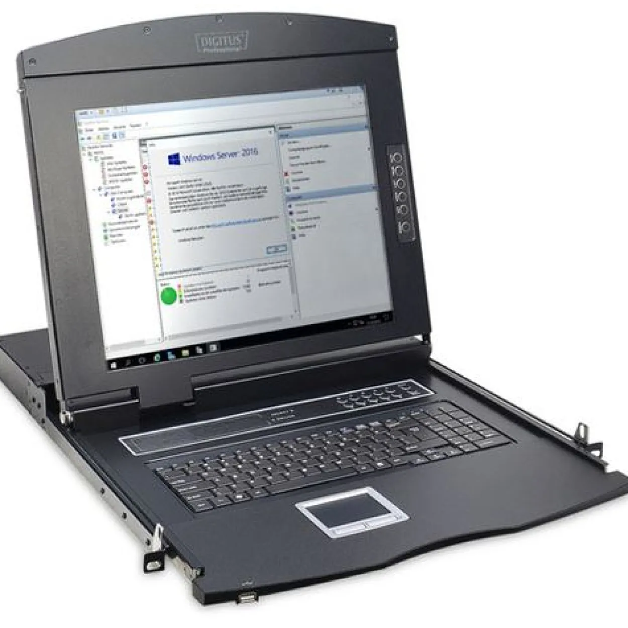 Digitus Modulare Konsole mit 17" TFT 8 Port KVM & Touchpad deutsche Tastatur RAL 9005 - schwarz